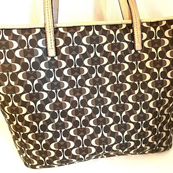 🔥🔥 Take 20% off COACH Coach Signature Tote Bag F25673Brown / Beige PVC … - Picture 6 of 15